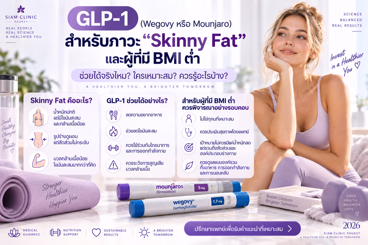 GLP-1 (Wegovy หรือ Mounjaro) สำหรับภาวะ "Skinny Fat" และผู้ที่มี BMI ต่ำ